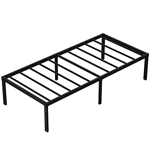 DiaOutro Twin XL Bed Frame 18 Inch Tall with High Storage, Black | Steel Slats Platform No Box Spring Needed Mattress Foundation, Easy Assembly, Noise Free - size: Twin XL, style: 18 Inch (Black)