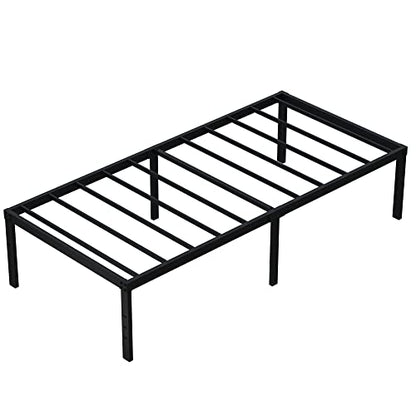 DiaOutro Twin XL Bed Frame 18 Inch Tall with High Storage, Black | Steel Slats Platform No Box Spring Needed Mattress Foundation, Easy Assembly, Noise Free - size: Twin XL, style: 18 Inch (Black)