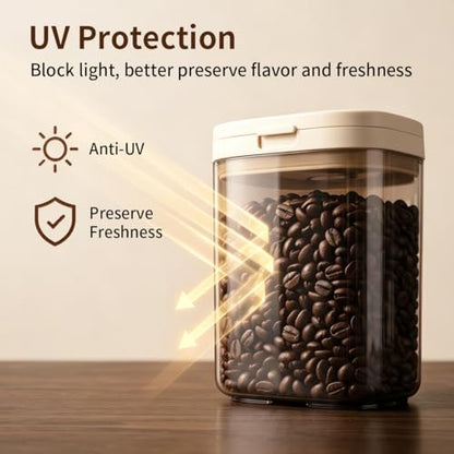 Airtight Food Storage Container with Magnetic Scoop & Built-in Leveler, 800ML Coffee Canister with Date Tracker, BPA Free UV Blocking Food Container for Coffee Beans, Ground Coffee, Tea, Sugar & Flour - color: 800ml