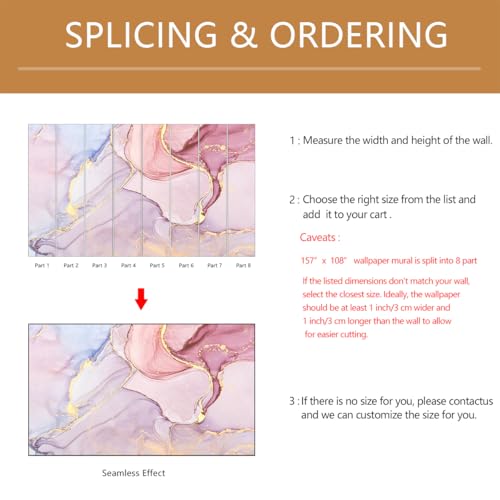 Pink Marble Wallpaper Mural Peel and Stick 157"x108" | Girls Room Bedroom - color: ZZ-019, size: 157" x 108"