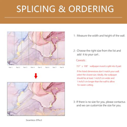 Pink Marble Wallpaper Mural Peel and Stick 157"x108" | Girls Room Bedroom - color: ZZ-019, size: 157" x 108"