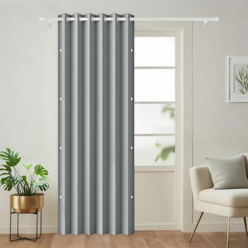 Full Blackout Memory Trained Pleated Curtains with Magnetic Closure, Pinch Pleat Drape with Tieback for Living Room,Bedroom, 1 Panel, W45 x L72, Grey - color: Grey, size: 45"W x 72"L (Pack of 1)
