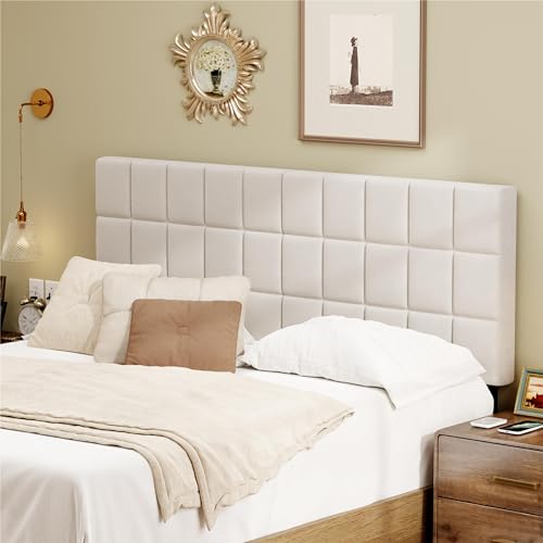 Velvet Upholstered Tufted Queen Size Headboard,Wood Head Board with Metal Legs, Adjustable Height from 42” to 56”, Bed Headboard in Modern Design,Backboard for Bed, Beige - color: Beige, size: Queen
