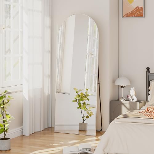 Full Length Mirror, 71"x25" Arch Mirror Floor Mirror with Stand Wall Mirror White Arched Full Body Mirror Standing Hanging or Leaning Against Wall Bedroom Mirrors for Entry, Living Room - color: White, size: 71"L x 25"W