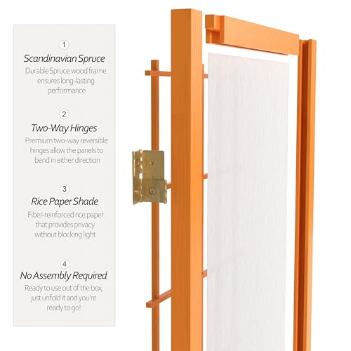 2 ft. Short Desktop Window Pane Shoji Screen - Honey - 6 Panels - color: Honey, size: 6 Panel