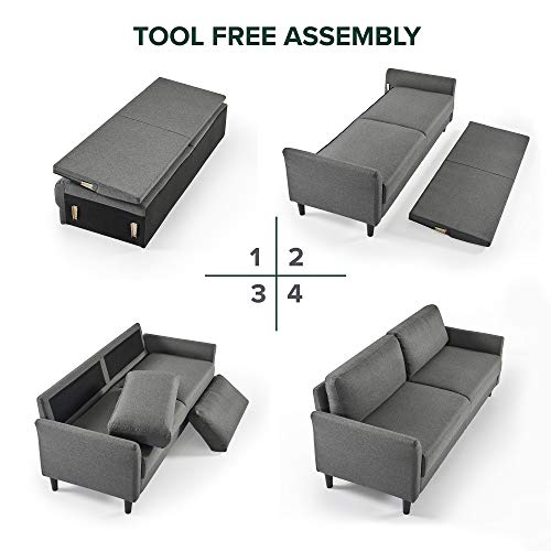 ZINUS Jackie Loveseat Sofa, Easy, Tool-Free Assembly, Dark Grey - color: Dark Grey, style: Loveseat
