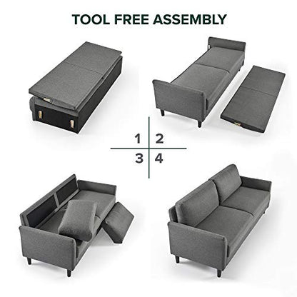 ZINUS Jackie Loveseat Sofa, Easy, Tool-Free Assembly, Dark Grey - color: Dark Grey, style: Loveseat