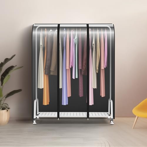 Zilink Clear Garment Rack Covers Garment Cover for Clothing Rack 50 in | Dustproof, Breathable, 2 Durable Zippers, Cover for Clothing Rack for Garment Rack (Rack Not Included) - size: 50"L x 20"W x 60"H - Clear/Black