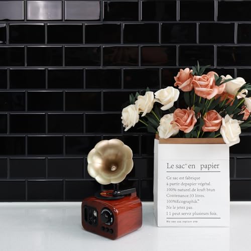 STICKGOO Subway Tile Peel and Stick Backsplash, Thicker Design 12" x 12" Stick on Backsplash Tiles for Kitchen, Bathroom, Wall Tile (10 Sheets, Black with Grey Grout) - color: Black With Grey Grout