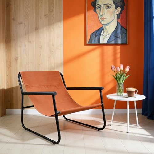 Lightdot 30" Wider Accent Chair Heavy Duty Sturdy Armchair Fabric Lounge Chair Ergonomic Design Upholstered Leisure Chair for Large Frame Suit for Living Room/Bedroom - color: Orange