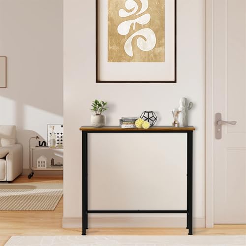 Narrow Console Table, 29.5" Small Entryway Table, Thin Hallway Tables, Slim Sofa Side Tables for Hallway, Living Room, Bedroom, Foyer, Retro Brown - color: Retro Brown