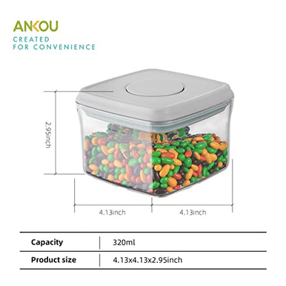 Airtight Food Storage Container - 0.32 QT （380ml Small Pop Up Food Containers With Lids, Bpa Free Stackable Container for Sugar Tea Candy- 8 Labels - Clear - color: 0.32 QT