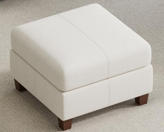 MINCETA Modular Sectional Sofa, Modern Comfy Sofa with Upholstered and Storage Ottoman for Living Room,Bedroom(White, 1 Ottoman) - color: White, size: 26.8"W*26.8"D