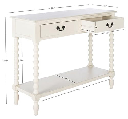 SAFAVIEH Furniture - Athena 2-Drawer Console Table - Distressed White - Solid Wood - Farmhouse Classic Design - Ideal for Entryway, Living Room, Hallway, 35.5" W x 13" D x 29.5" H (CNS5702A) - color: Distressed White