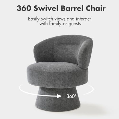 360° Swivel Accent Chairs, Modern Chenille Upholstered Boucle Dining Chair with Back, Vanity Chair Accent Armchair Side Chairs for Dining/Living Room, Bedroom, Gray - color: Grey, size: 1 Chair
