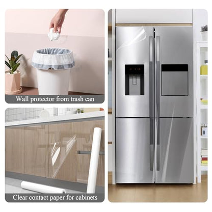 Clear Contact Paper Oil Proof Waterproof Wallpaper for Kitchen Backsplash | Self Adhesive Vinyl Film High Temperature Resistant Transparent Removable Paper for Cupboard Door Wall Kitchen 15.7In*393In - size: 15.7"W x 393"L