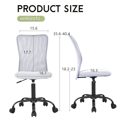BestOffice Ergonomic Office Chair Desk Chair Mesh Computer Chair Armless Back Support Modern Executive Rolling Swivel Chair with Lumbar Support (White) - color: White