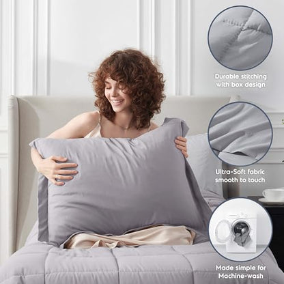 Nestl 5 Piece Twin Comforter Set – Grey Lavender Reversible Bed in a Bag – Complete Twin Size Bedding Set with Sheets, Pillowcase and Sham - color: Grey Lavender, size: Twin