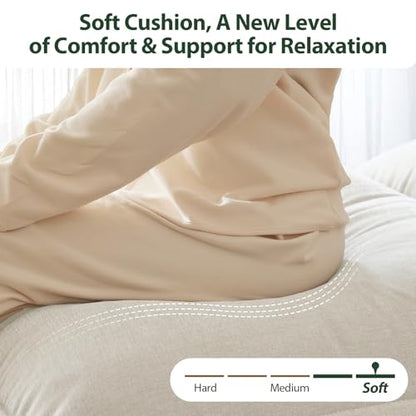 HALLYBEE Cloud Couch Sectional Modular Sofa for Living Room White | Modular Sectional Cloud Couch with Movable Ottoman, L-Shaped, 3-Seater, Chenille Fabric, Removable Cushion Covers, Apartment - color: White