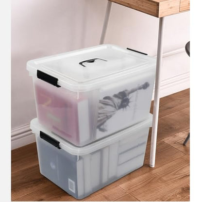 4-Pack 17.5 Quart Clear Storage Box, Plastic Storage Bins with Lids | Stackable Plastic Storage Boxes, Clear Organizer Totes for Closet, Pantry, Garage, Durable Latching Lids - size: 17.5 quart
