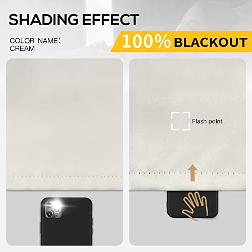 Yakamok Cream Blackout Curtains 63 inches Long for Bedroom 38" Wide 2-Panel | Thermal Insulated Window Treatment Total Blocking Panels with Black Liner for Living Room/Dining Room/Kids Room Grommet Top - color: Cream, size: 38"W x 63"L (Pack of 2)