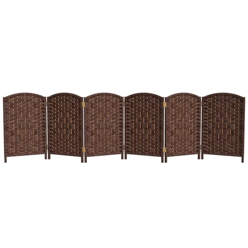 Red Lantern 2 ft. Short Diamond Weave Fiber Folding Screen - Dark Mocha - 6 Panel - color: Dark Mocha, size: 6 Panel