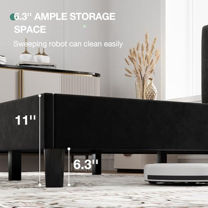 Novilla King Bed Frame and Headboard, King Bed Frame, Velvet Upholstered Bed Frames, No Box Spring Needed, Heavy Duty Feet, Easy Assembly, Black Velvet - color: Black Velvet, size: King