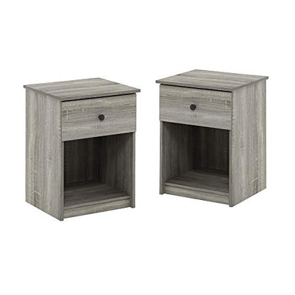 Furinno 219153GYW Lucca Nightstand, 2-Pack, French Oak Grey - color: French Oak Grey, style: 2-Pack Knob