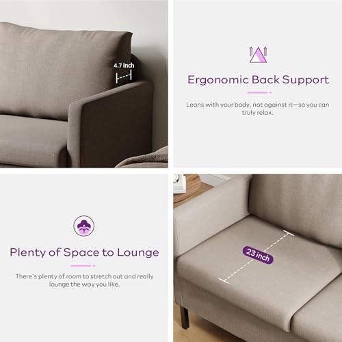 TYBOATLE 51'' Beige Small Couch Loveseat, 2-Seater Upholstered Sofa | Love Seat, Small Sofa, Linen Upholstery, Iron Legs, Living Room, Apartment, Bedroom, Dorm, Office, Small Spaces - color: Beige