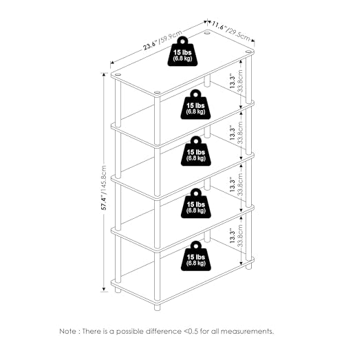 Furinno TURN-N-TUBE Storage Shelves, 5-Tier Book Shelf, Corner Shelf, Toolless Open Shelves, for Organization and Storage, Living Room, Garage, Home Office, Americano - color: Americano/Black, size: 5-Tier Round Tube