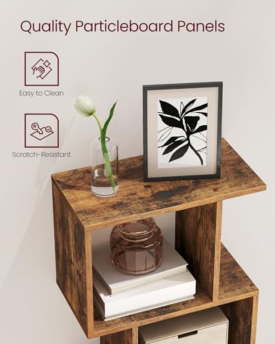 VASAGLE CUSTOS Collection - Bookshelf, 5-Tier Bookcase, 9.4 x 15.7 x 62.6 Inches, Storage Shelf with Open Compartments, Modern, for Living room, Bedroom, Office, Rustic Brown ULBC462K01 - color: Rustic Brown, style: 5-Tier (15.7"W)