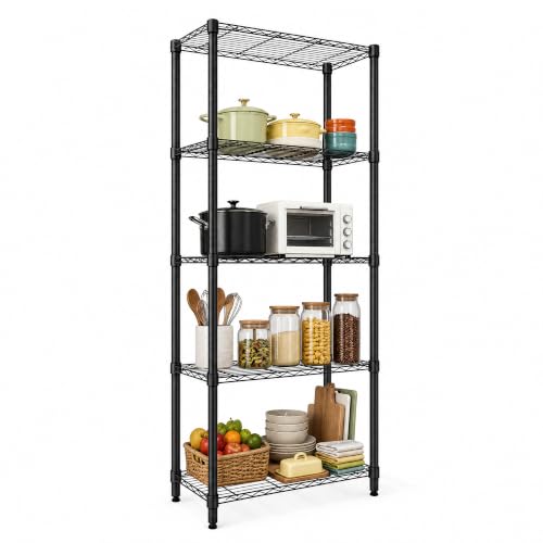 Garvee Storage Shelves 4-Shelf Metal Shelving Units for Garage Organization | Adjustable Closet Steel Wire Shelf Organizer Rack Standing Units for Pantry Laundry 200 lbs Per Shelf 35" W x 72" H x 15.7" D - size: 35" W x 72" H x 15.7" D