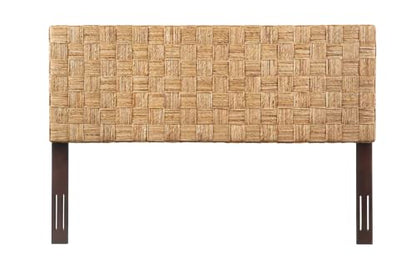 King Headboard, Headboard, Adjustable Height Headboard, Solid Wood Frame, Woven Natural Fiber Basketweave, Mahogany Legs, Coastal Modern, Wall Mount Compatible