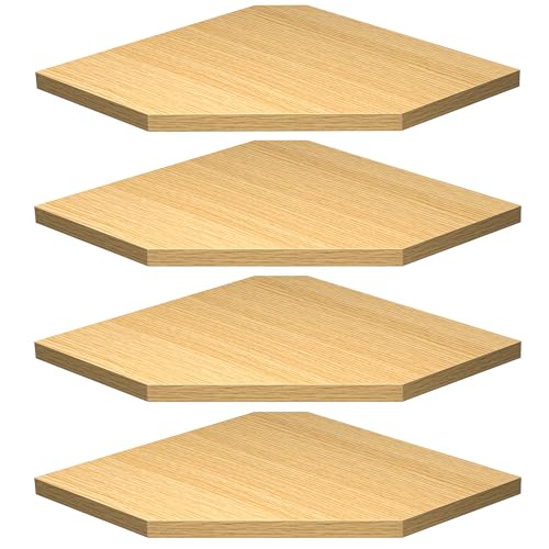 Fun Memories Corner Shelf Wall Mount, Corner Floating Shelves, Set of 4 Corner Wall Shelf Organizer, Rustic Wood Wall Storage Display Shelves for Living Room Bedroom Bathroom Kitchen, Oak - color: Oak, size: 10.5" x 10.5", Set of 4