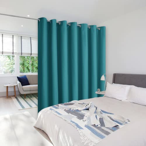 NICETOWN Room Divider Heavy Curtain Screen Partitions, Basement Hospital Medical Clinic Spa Lab Cubicle Divider Privacy Screen, Patio Door Curtain (Peacock Blue, 1 Panel, 8.3ft Wide x 12ft Long) - color: Peacock Blue, size: 100"W x 144"L (Pack of 1)