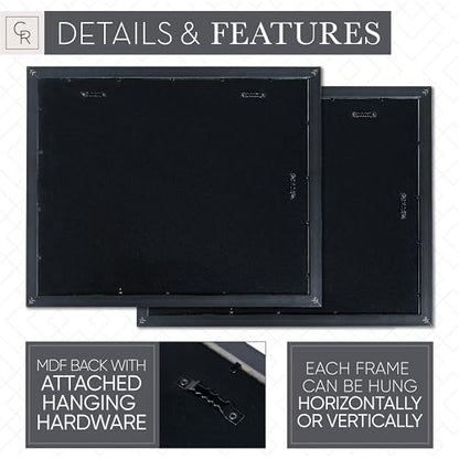 Mixed Gallery Wall Frame Set, (2) 16x20 Inch, (1) 11x14 Inch, and (2) 8x10 Inch, 5 Piece, Black/Gold - color: Black/Gold