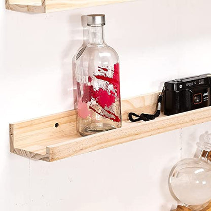 MBYD 48 Inch Floating Shelves Natural Wood, Wall Mount Picture Ledge Wooden Wall Shelf for Bedroom, Living Room, Office, Kitchen, Nursery Shelves Set of 3 Same Dimensions - color: Natural, size: Set of 3 48 in