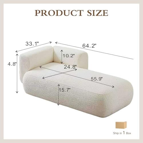 Chifee & Vingol 33.1" Chaise Lounge with Right Armrest Upholstered Modern Lounge Couch Sleeper Sofa for Living Room Bedroom Reading Nook,Cream - color: Cream, size: Single Chaise-Right Armrest