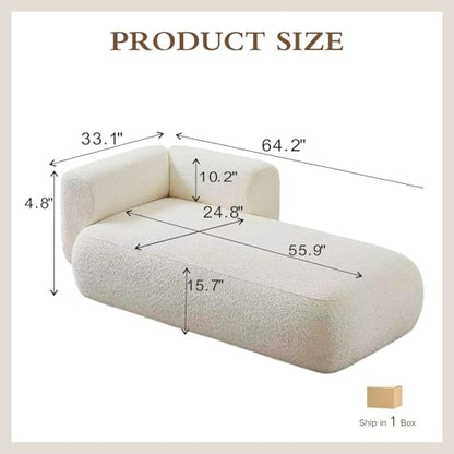 Chifee & Vingol 33.1" Chaise Lounge with Right Armrest Upholstered Modern Lounge Couch Sleeper Sofa for Living Room Bedroom Reading Nook,Cream - color: Cream, size: Single Chaise-Right Armrest