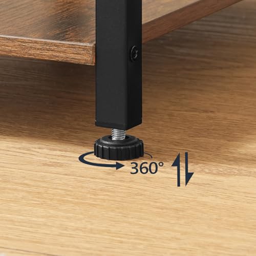 HOOBRO End Table with Charging Station, Narrow Side Table, Small Nightstand, Bedside Tables with Drawer and Storage Shelves, for Small Spaces, Living Room, Bedroom, Rustic Brown and Black BF041BZ01G1 - color: Rustic Brown+black