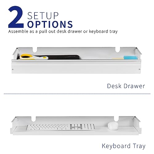 VIVO Large 33 inch Under Desk Slide Out Storage Drawer Organizer, White, DESK-DR33-W - color: White