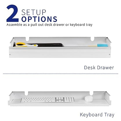 VIVO Large 33 inch Under Desk Slide Out Storage Drawer Organizer, White, DESK-DR33-W - color: White