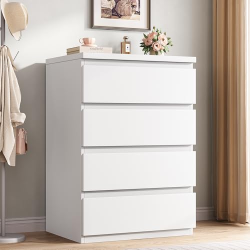 Jocoevol 4 Drawer Dresser for Bedroom, White Dresser Chest of Drawers - Large Wood Dressers TV Stand with Deep Drawers Dressers for Living Room, Hallway, Entryway - White - color: White