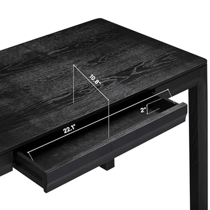 Flow Modern Wooden Rectangle Desk Table with Hidden Drawer – Waterproof & Heat Resistant, Burnt Black - color: Burnt Black, size: 47 Inch, style: Desk