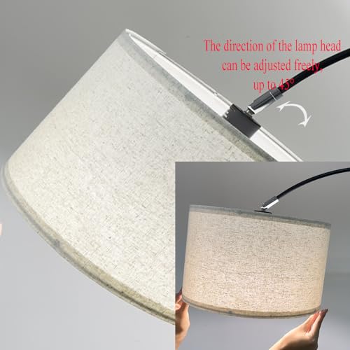 Modern Floor Lamp, E26 - Simple Black Floor Lamp with Linen Shade/Style Metal Body, with Foot Switch, Adjustable Direction, Suitable for Living Room, Bedroom, Office, Kitchen,(No Bulb)