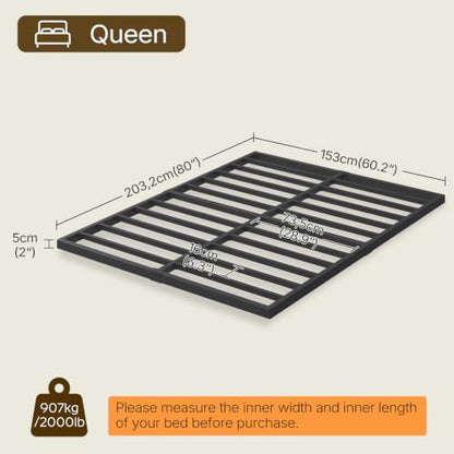 2 Inch Queen Box Spring Low Profile, Heavy Duty Box Spring | Box Spring for Queen Bed, Mattress Foundation, Quiet Steel Frame, Easy Assembly, Noise Free - size: Queen