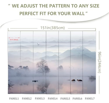 Mountain Lake Landscape Wall Mural Wallpaper | 151"x96", for Bedroom Living Room Bathroom, Textured Fabric, Not Peel and Stick - color: Mural 03, size: 151" x 96"