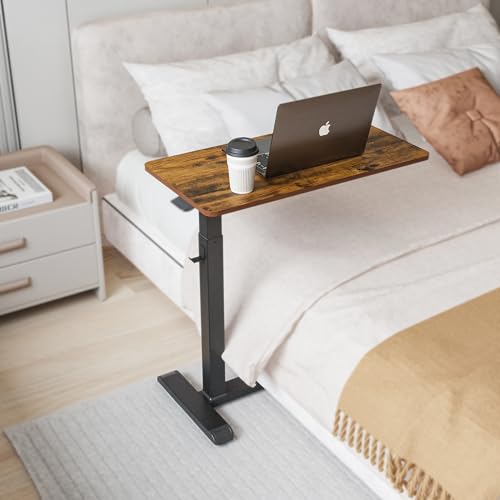 ETHU Overbed Table with Wheels, Upgrade Medical Table with Drawer, Hospital Bed Table, Workstation Desk, Adjustable Overbed Bedside Rolling Laptop Desk, Walnut | Mobile Table Tray for Sofa Side, Hospital Bed Workstation Table for Home and Office Laptop Us