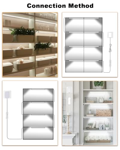 Cefrank 6-Pack Linkable Under Cabinet Lighting, 12" LED Shelf Light Bars | 1200LM Cool White • Plug-in • CRI90+ • Frosted Lens • Pantry • Bookshelf • Workbench - color: White