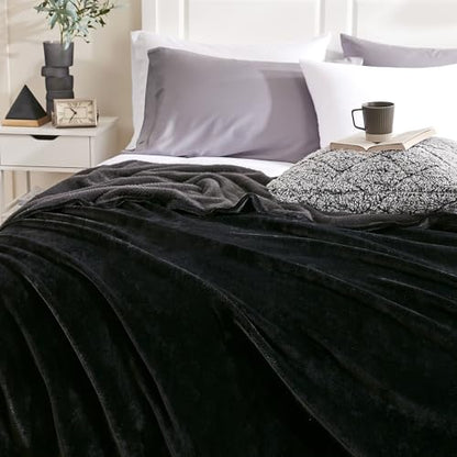 Hansleep Twin Black Fleece Blanket, Soft Flannel Bed Blanket | Fuzzy Cozy Blanket 60x80 Inches, Multi-use for Bed, Sofa, Couch, Travel, Camping, All Season Warm Lightweight Cover - color: Black, size: Twin (60x80 Inches)